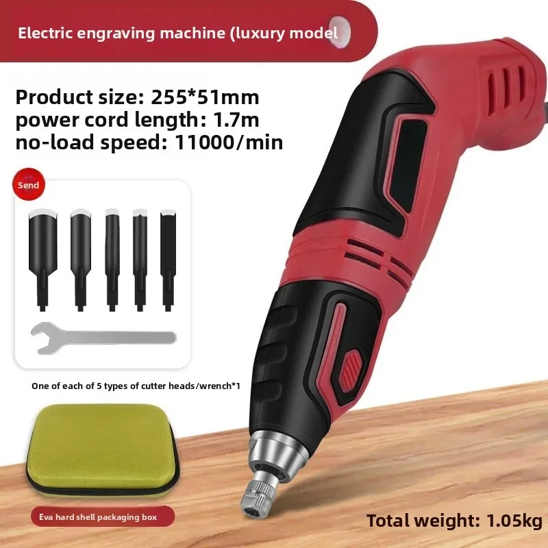 Handheld Electric Chisel Woodworking Carving Knife 5 Types of Blade with Cooling Protection Design and Electrical Device