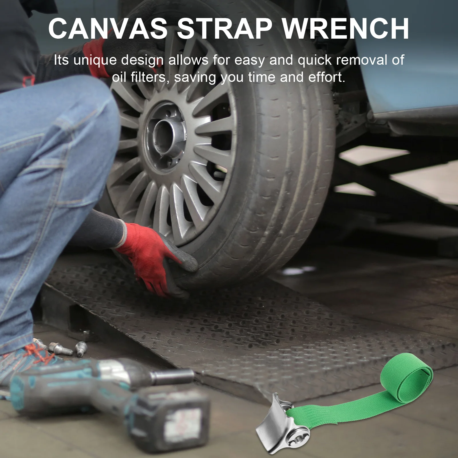 Chave de cinta de filtro de óleo resistente, banda de lona antiderrapante, ferramenta de remoção eficiente de aço inoxidável para motocicletas e carros