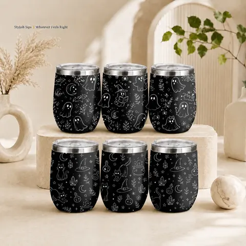 Sweet Halloween Ghost Vacuum Flasks 12oz Insulated Stainless Steel Mug with Lid Travel Tumbler Double Wall Drink Coffee Cup