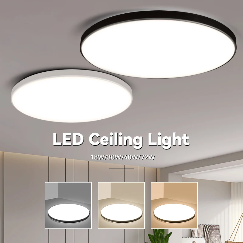 Imagem -06 - Luzes de Teto Led Redondas para Quarto Lâmpadas de Teto Modernas Luz Branca Sala de Estar Lâmpada de Cozinha Interior 18 w 30 w 40w 220v