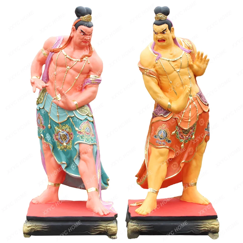 

Customized Huayin Hall Two Guardians of Ham and Ha Statue Resin Fiberglass Buddha Statue Door-God Hercules Humming