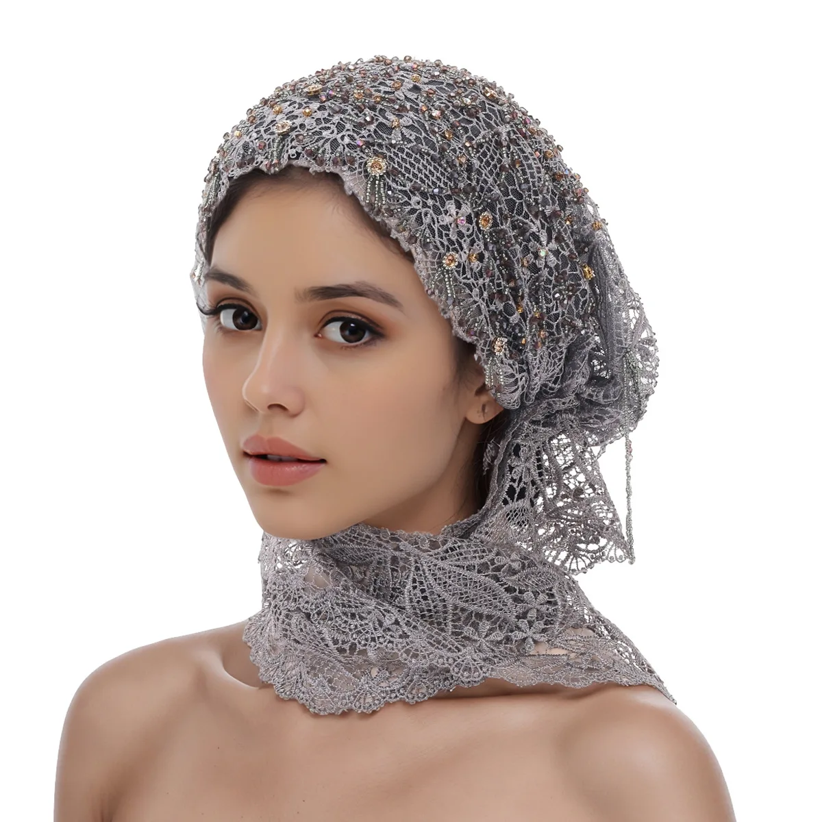 

Lace Tassel Fringe Shawl Scarf Muslim Hijab Soft Lightweight Head Wrap Elegant Beach Sunscreen Bandana Women Headband Turbante