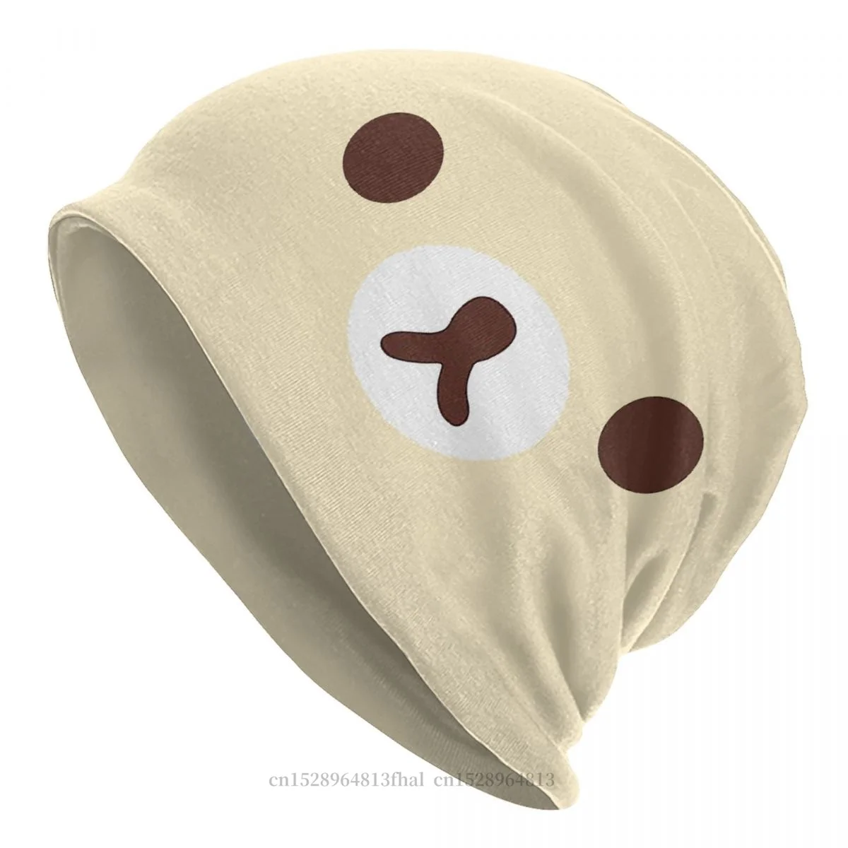 Rilakkuma-gorros de oso relajante para hombre y mujer, gorro fino de cara grande, gorros de otoño y primavera, gorro de esquí callejero