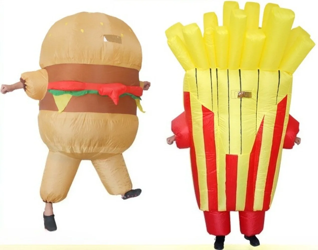 

Надувной костюм для вечеринки в стиле фастфуда: забавный надувной костюм картошки фри, костюм бургера для косплея.
