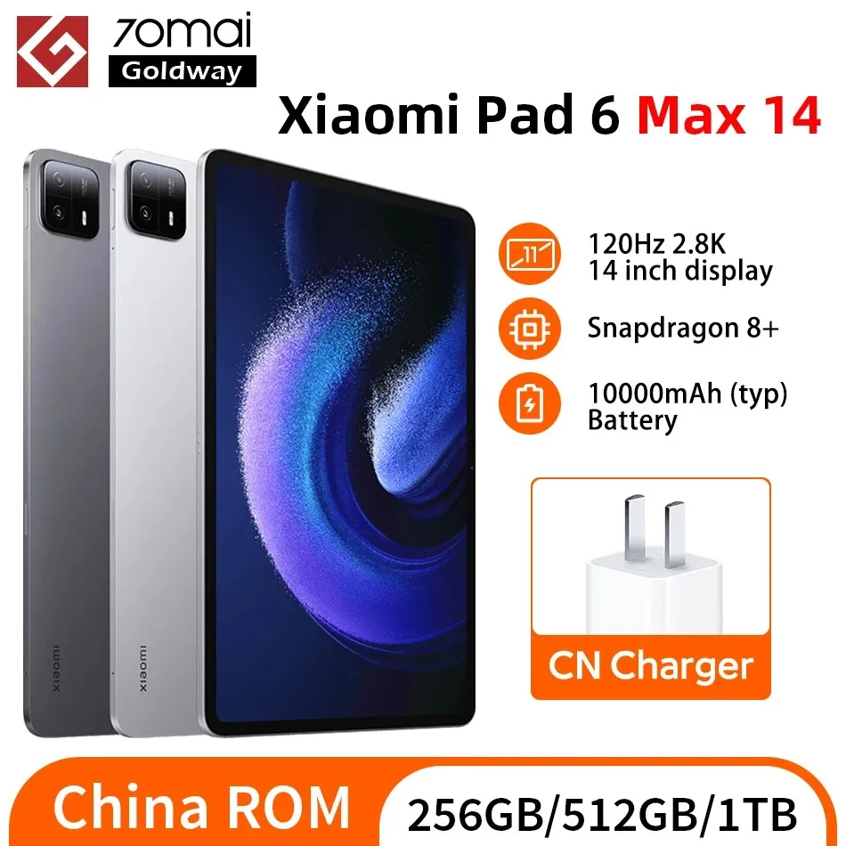 Планшет Xiaomi Pad 6 Max 14, 256 ГБ, 512 ГБ, 1 ТБ, Snapdragon 8 + 14 дюймов, 120 Гц, 2,8 K UHD дисплей, аккумулятор 10000 мАч, 67 Вт, быстрая зарядка, Mi Pad