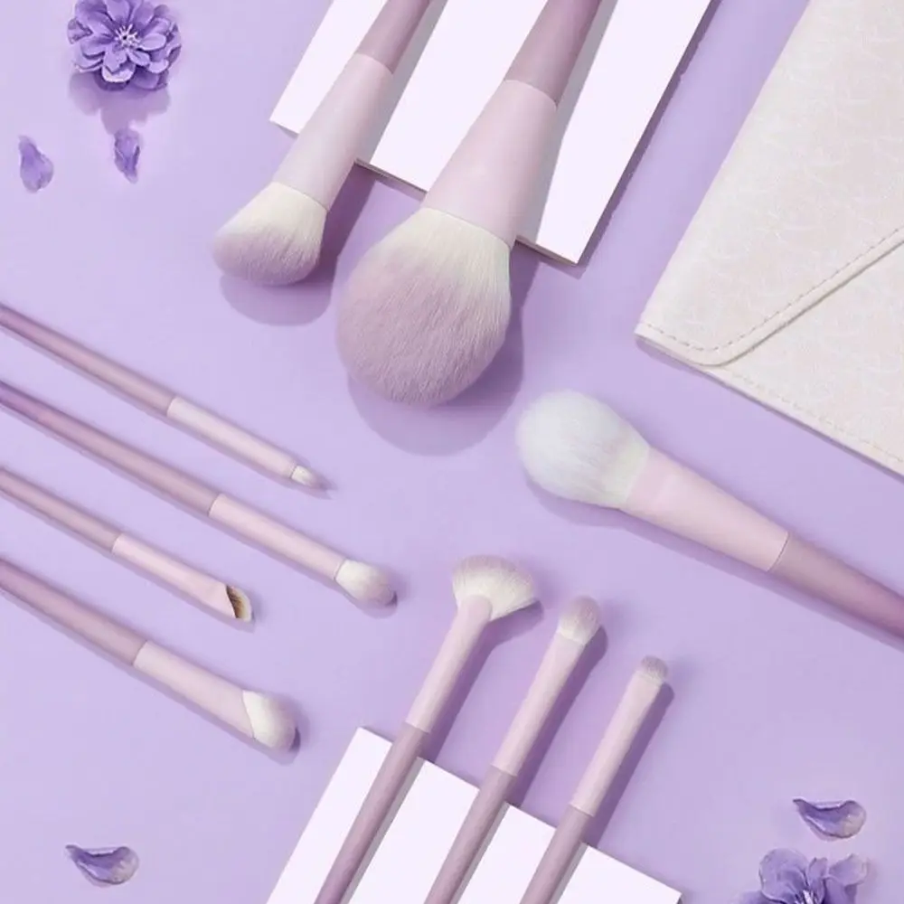 10Pcs Durable Super Soft Makeup Brush Set Synthetic Hair Easy to Clean Eye Shadow Brush Edge Eyeliner Brush Novice Beginners