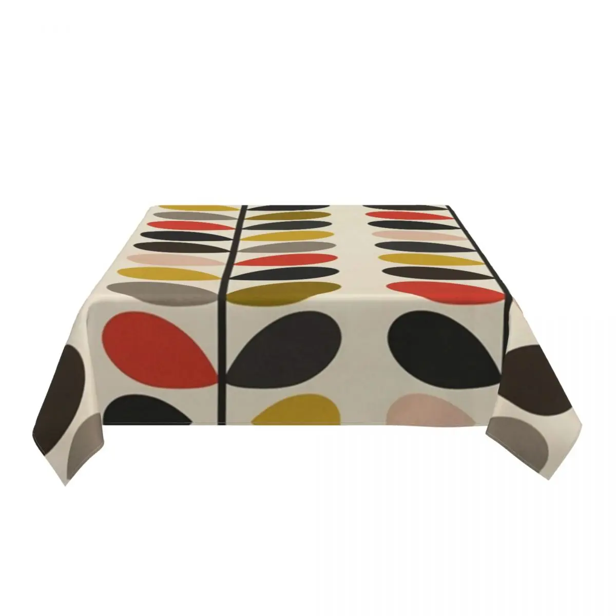 Oilproof Orla Kiely Multi Stem Table Cover Elastic Fitted Flowers Floral Abstract Table Cloth Backed Edge Tablecloth for Dining