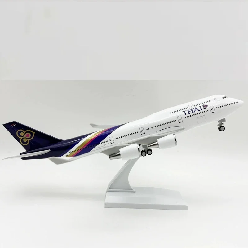 نموذج طائرة الخطوط الجوية التايلاندية الخطوط الجوية 747 B747 لعبة طائرة 30 سنتيمتر الخطوط الجوية الراتنج مع حامل دييكاست نموذج أجزاء الطائرة العرض