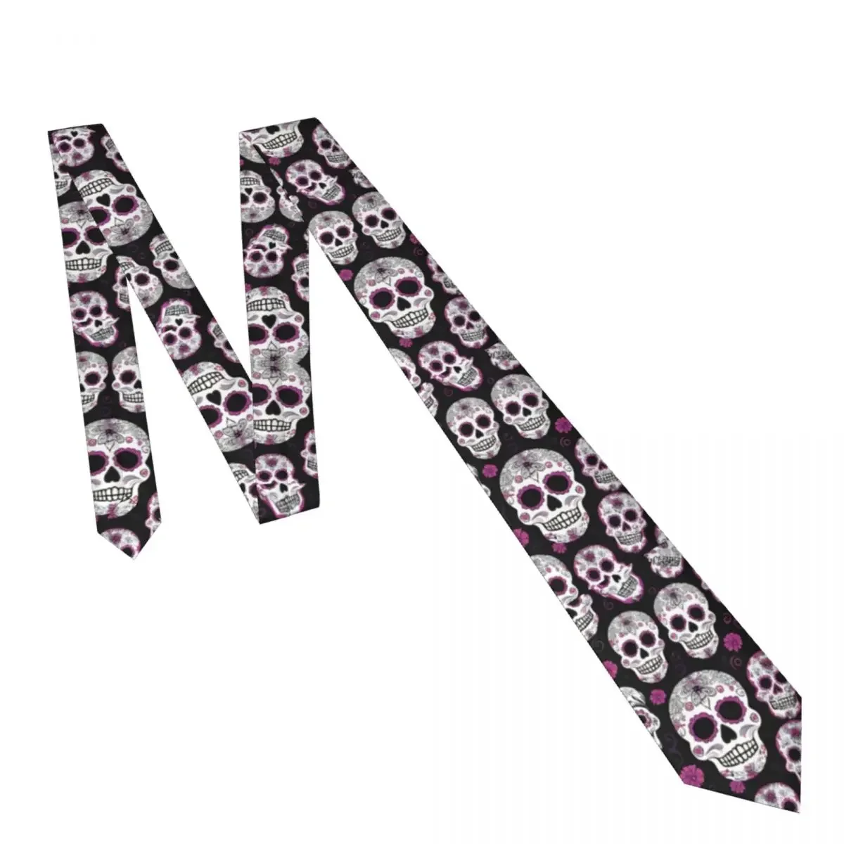 Mens Tie Classic Skinny Sugar Skulls Spoonflower Neckties Narrow Collar Slim Casual Tie Gift