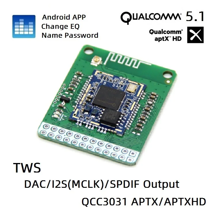 APP name change password EQ Bluetooth V5.1 Qualcomm QCC3031 pair box APTXHD lossless SPDIF analog I2S