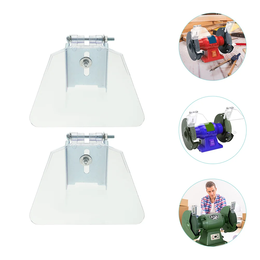 

2pcs Protective Glass Dustproof Board Eye Shield for Grinder Bench Replacement Safety Stainless Steel Guards Work Grinders Long