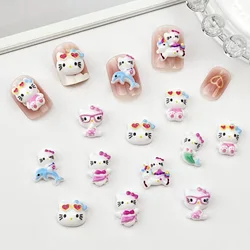 50 Pcs New mini Cute Resin Cartoon Hawaiian Holiday Beach Cat Flat Back Ornament Jewelry Making Manicure Hairwear Accessorie