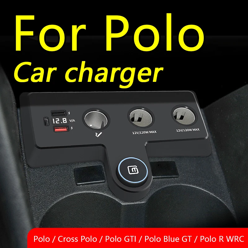 Cargador de coche para Volkswagen Polo / Cross Polo / GTI / Blue GT / R WRC, Cables de carga rápida USB, adaptadores de corriente