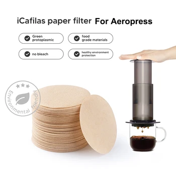 57mm/63mm Tek Kullanımlık Yuvarlak Yedek Filtre Kağıdı Mikrofiltreler Aerobie Aeropress Kahve ve Espresso Makineleri 50/100/200 Adet