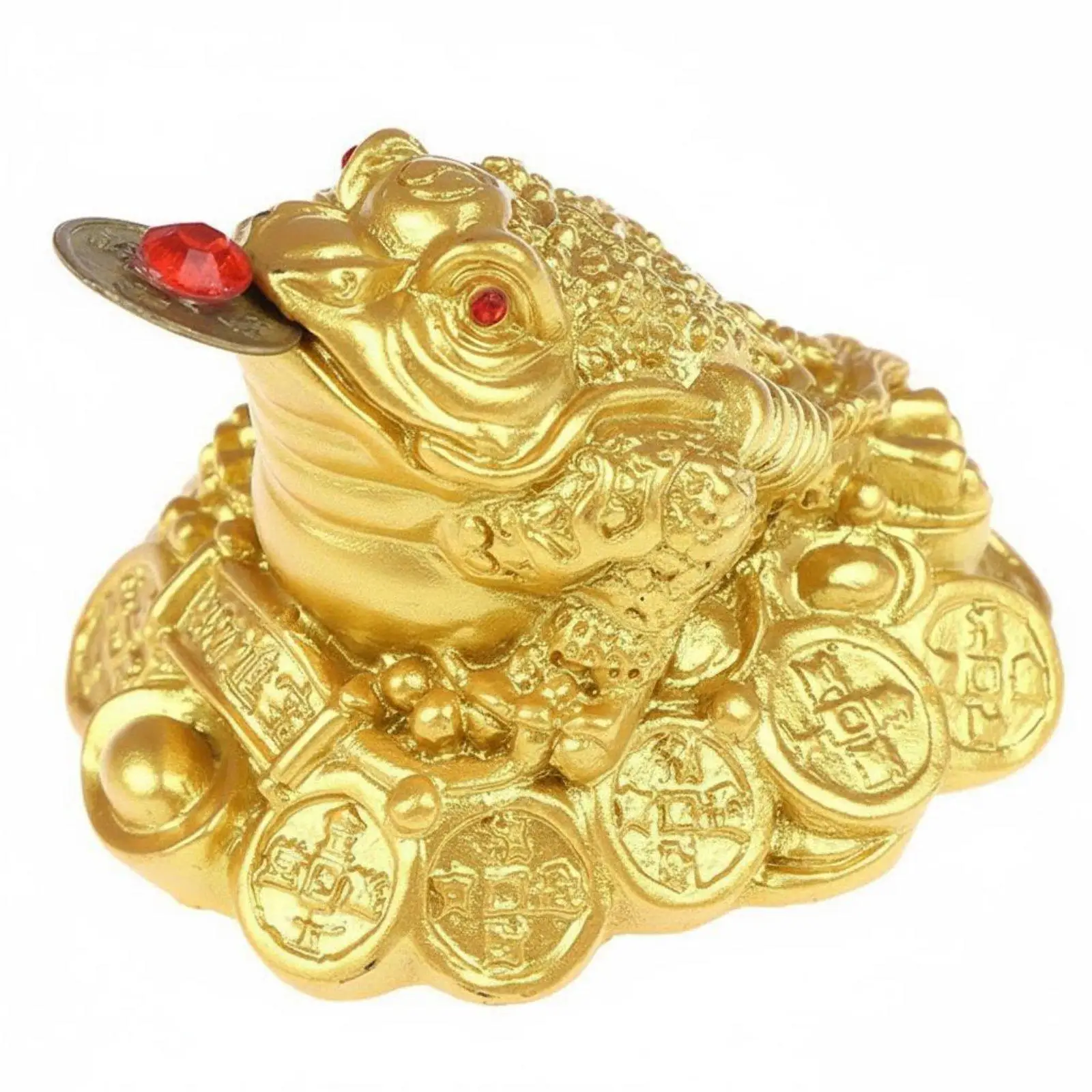 Resin Money Frog Ornament Abundance Draw Gold Frog Figurine Fortunate Wealth-Attracting Frog Figurine for Desktop, Office