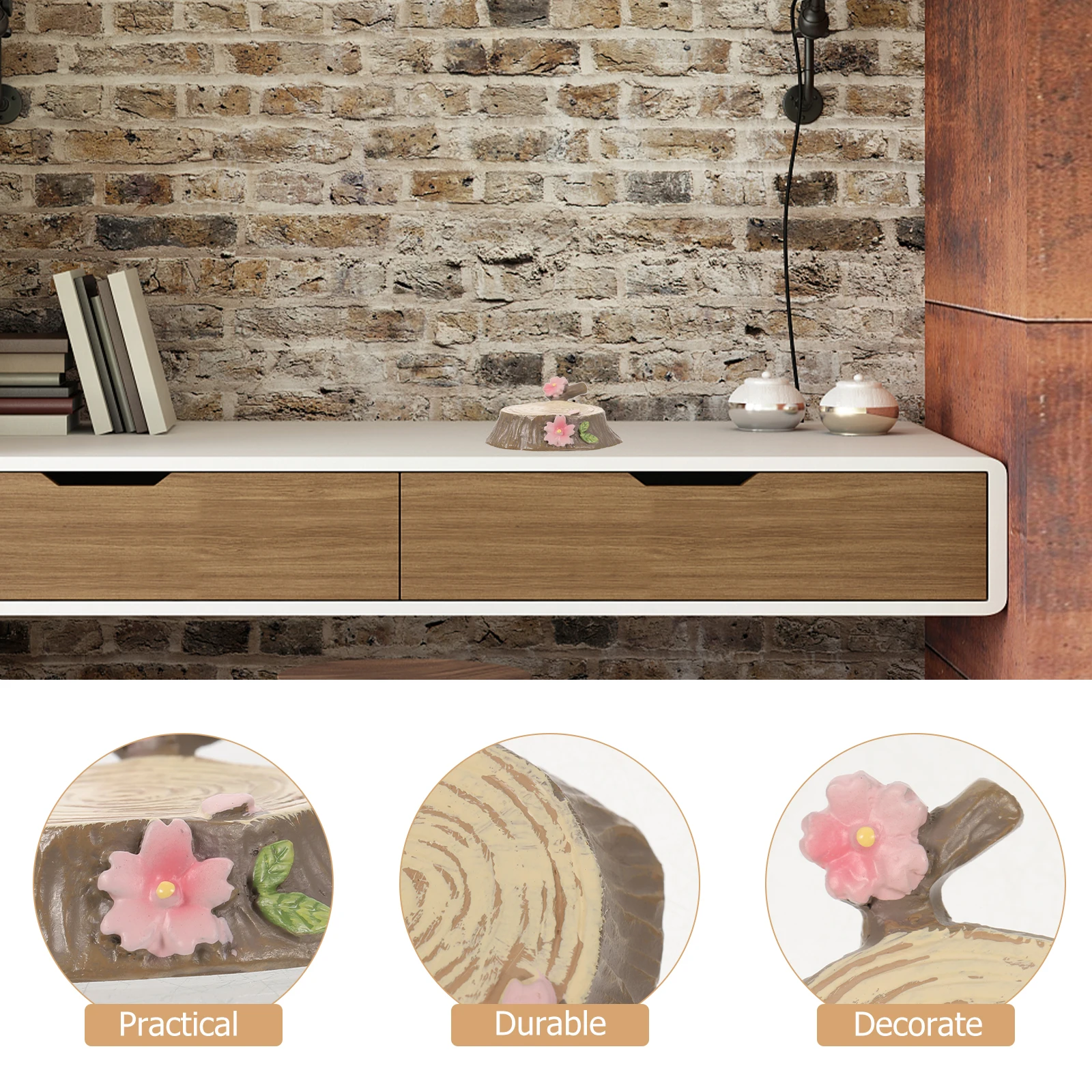 

2pcs Mini Resin Tree Stump Ornament Garden Decor Landscape Accessories Bonsai Figurines Outdoor Statues For Yard Bedroom Desktop