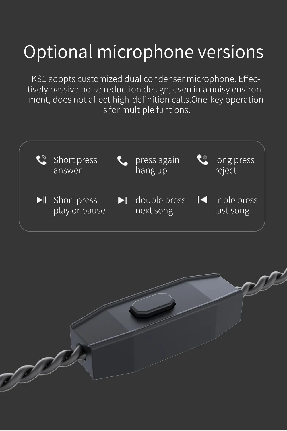 KBEAR KS1 HiFi Earphone 2Pin Cable in Ear Monitor Headphones for Singer Musicians Wired Earbuds IEMS for Gaming Wired Earbuds