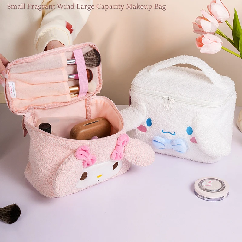 Sanrio Hello Kitty Cosmetic Bags Cinnamoroll My Melody Large Capacity Makeup Bags Kuromi Travel Storage Bag Portable Wash Pouch