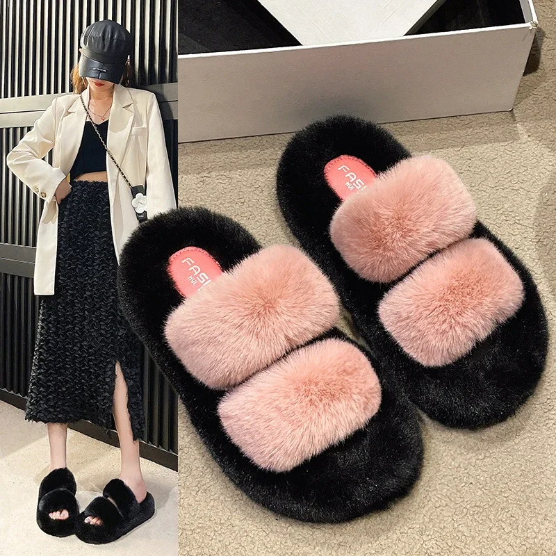 Slippers Women Winter 2024 New Shoes for Women Platform Fashion Flat Ladies Shoes Luxury Designer Slippers