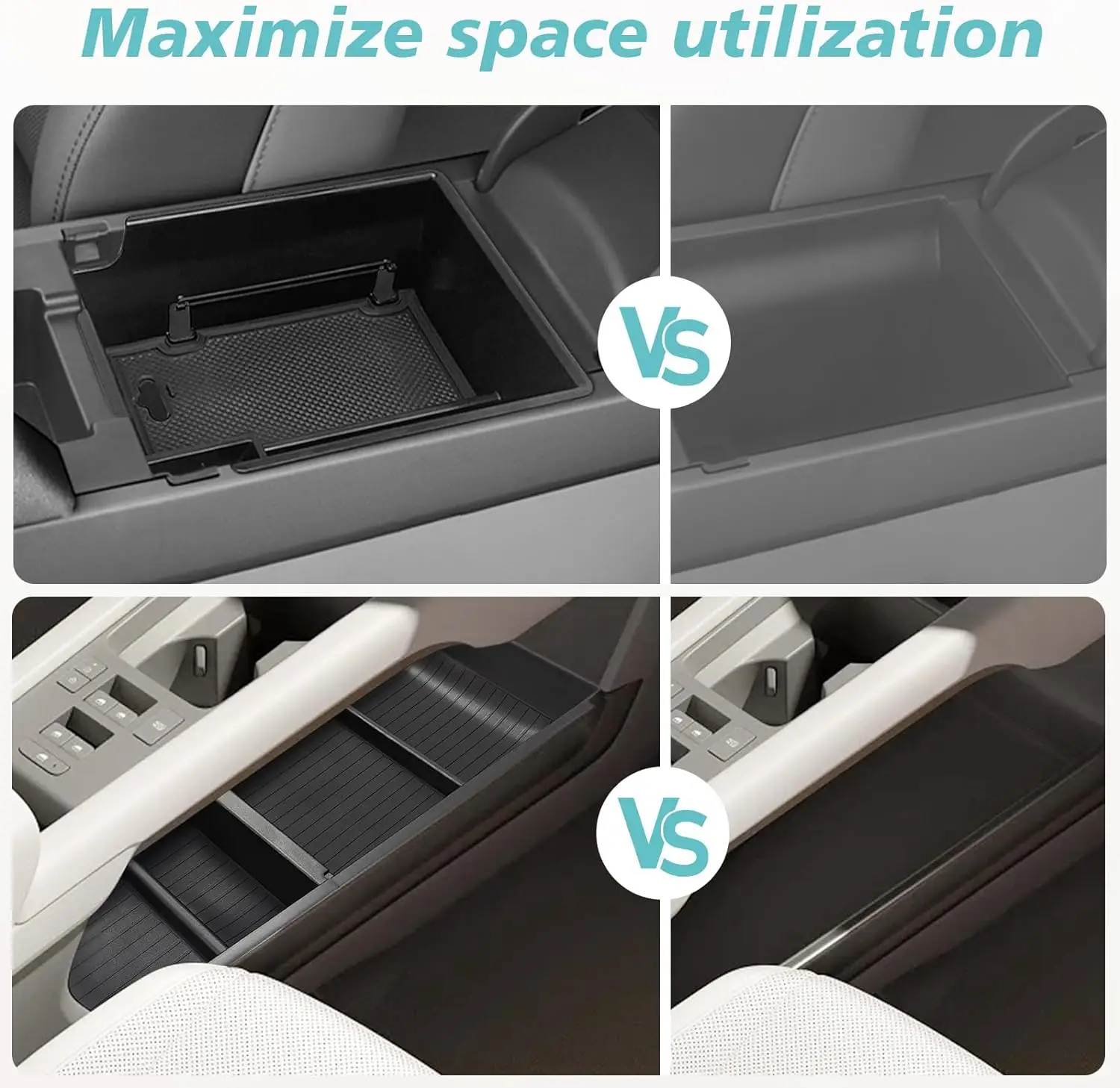 For Hyundai Ioniq 6 2023 2024 2PCS Armrest Storage Box and Lower Center Console Organizer Tray, ABS Material Ioniq6 Accessories