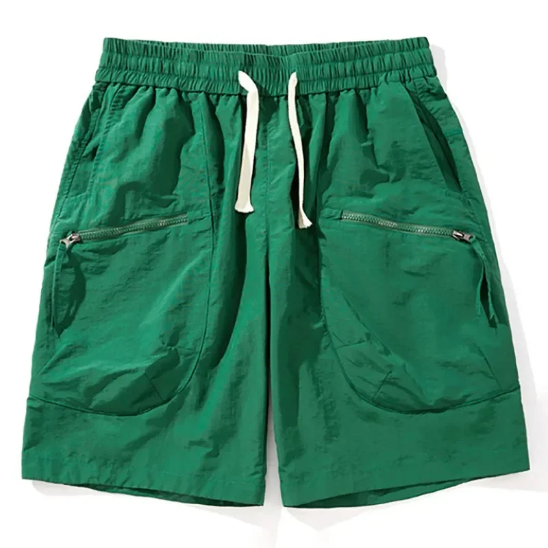 

Men's Summer Pocket Zipper Cargo Shorts Trendy Brand Versatile Loose Quick-drying Sports Loose Casual Five-point Beach Pants