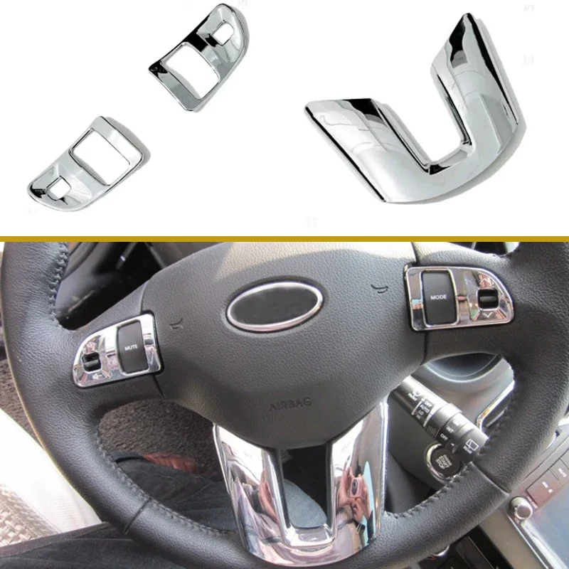 ABS Chrome Car Steering Wheel Panel Cover Trim Sticker for Kia Sportage SL 3 R Sportage 3 R 2011 - 2015 Accessories