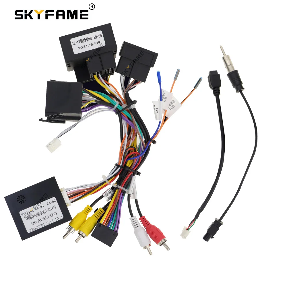 SKYFAME 16Pin Car Wiring Harness Adapter Canbus Box Decoder Android Radio Power Cable For Great Wall Haval H8 H9 OD-GRW-06