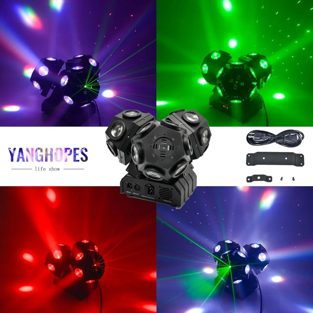 18LEDs Moving Head DJ Light Rotating Beam Lights Stage Light DJ Lighting Led Pinspot Lights Uplighting Lights for Events Sound