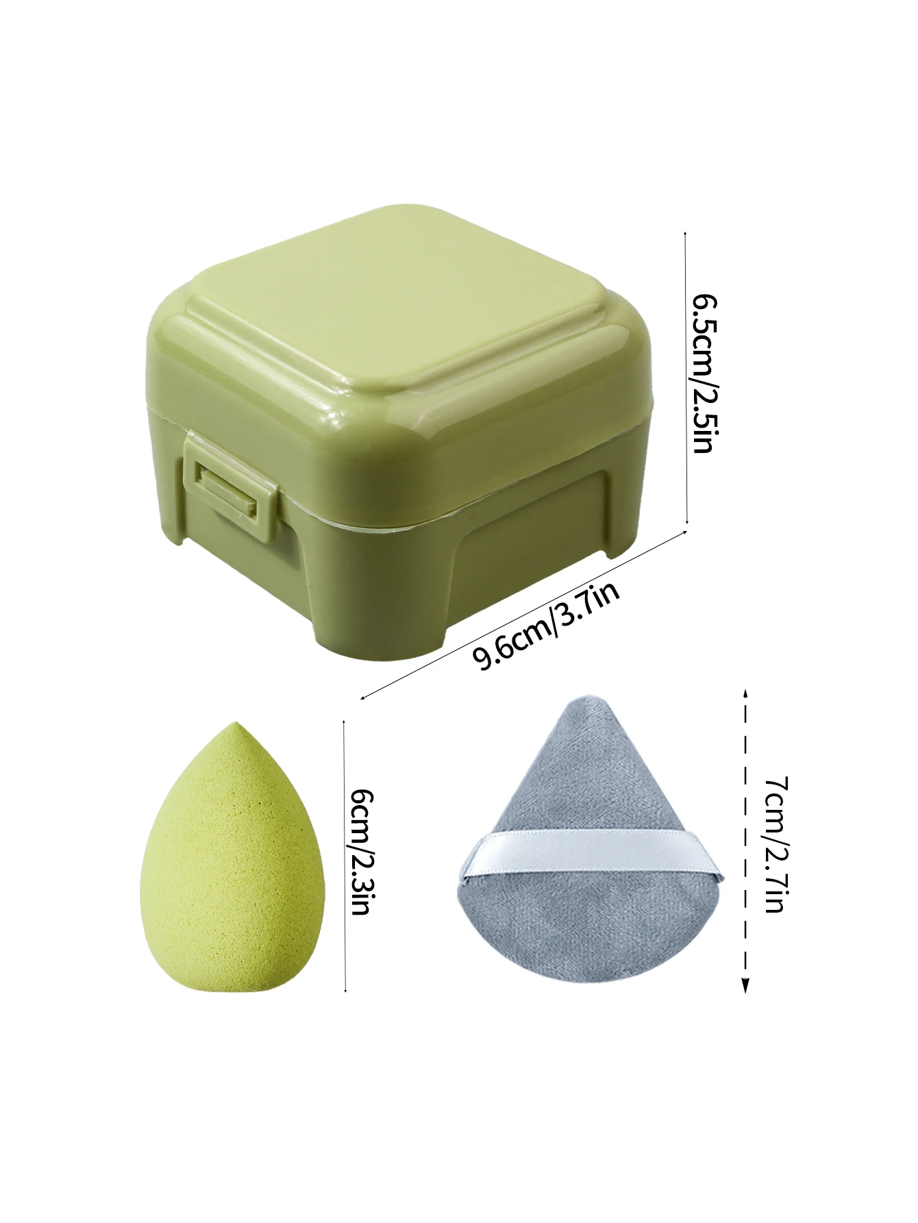6 قطعة إسفنجة مكياج جافة ورطبة مزدوجة الأغراض غير لاصقة للبيض/نفخة مسحوق مثلثة + 1 قطعة صندوق تخزين محمول