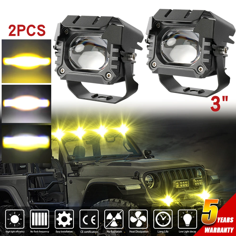 

HAOLIDE Motorcycle Headlight Auxiliary LED Fog Light Explorers Offroad Angel Eyes LED light Spotlights Light Portable Driving