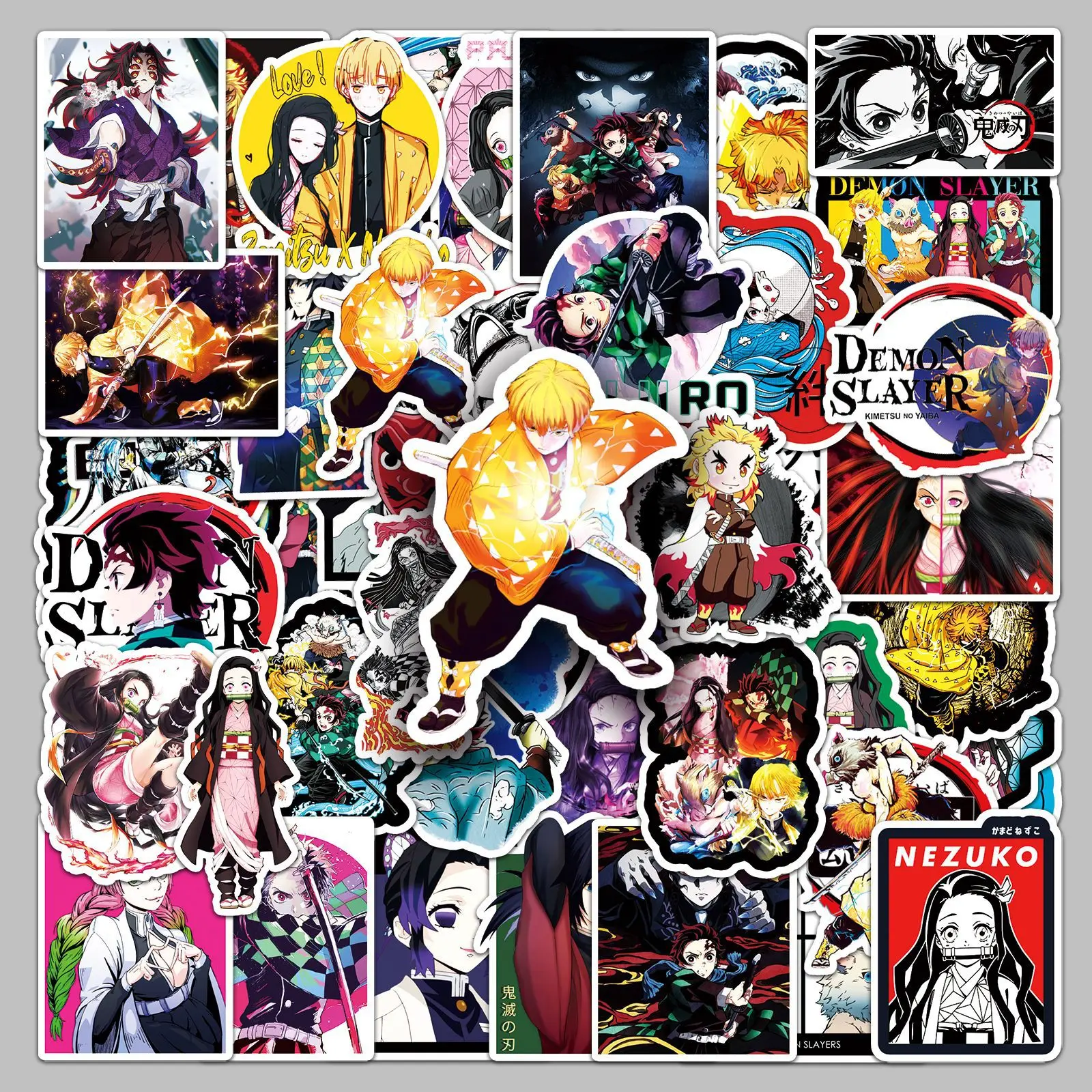 

50pcs anime Demon Slayer series graffiti stickers suitable for helmet desktop wall decoration DIY sticker pack wholesale