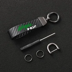 Leather Motorcycle keychain Horseshoe Buckle Jewelry for Kawasaki Kawasaki Ninja H2 Motorcycle Badge Keyring