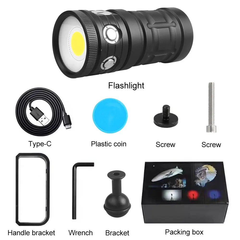 NEW LED Diving Light Highlight Torch 18000Lumens Tactical Diving Flashlight Underwater 100M Waterproof Video Camera Light Lamp