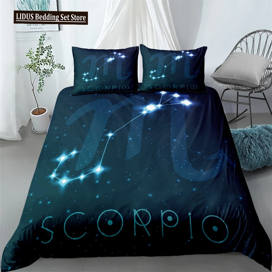 

Scorpio Duvet Cover Set 12 Constellation Bedding Set Outer Space Galaxy Starry Sky Polyester Comforter Cover King Queen Size