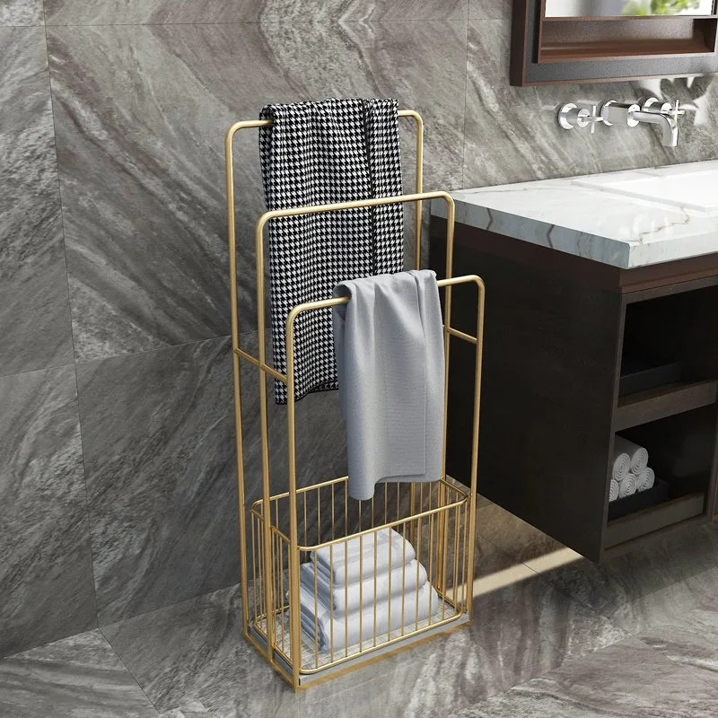 HT Household Marble Bathroom Shelf Toilet Storage Bath Towel Rack Towel Rack Floor-to-ceiling Wash Table
