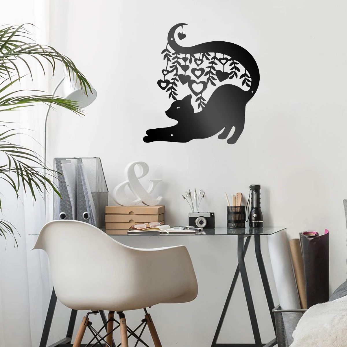 家の装飾のための金属製の壁のハンギングアート,黒い文字のシルエット,ペット,猫,アート,カフェ,キッチン,ダイニングルーム,バー,パブ,クラブ,ポスター