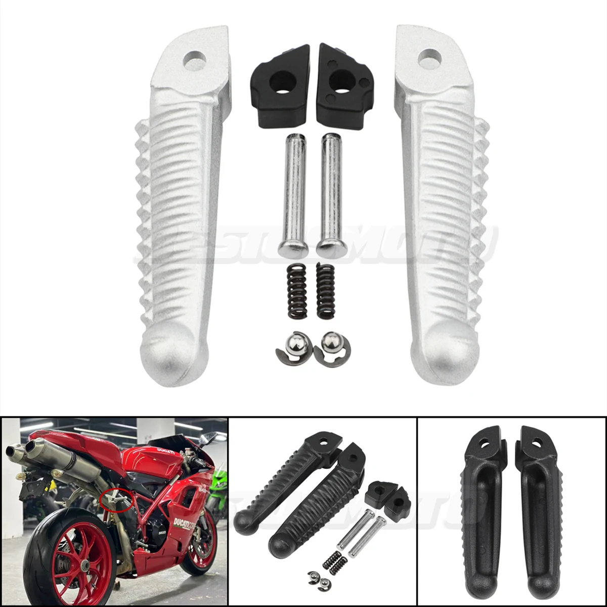 

Motorcycle Parts Rear Passenger Foot Pegs Footrests For Ducati 848 2008 EVO/Corse 2012-2013 1098/S 2007-2008 1198/S 2010-2011