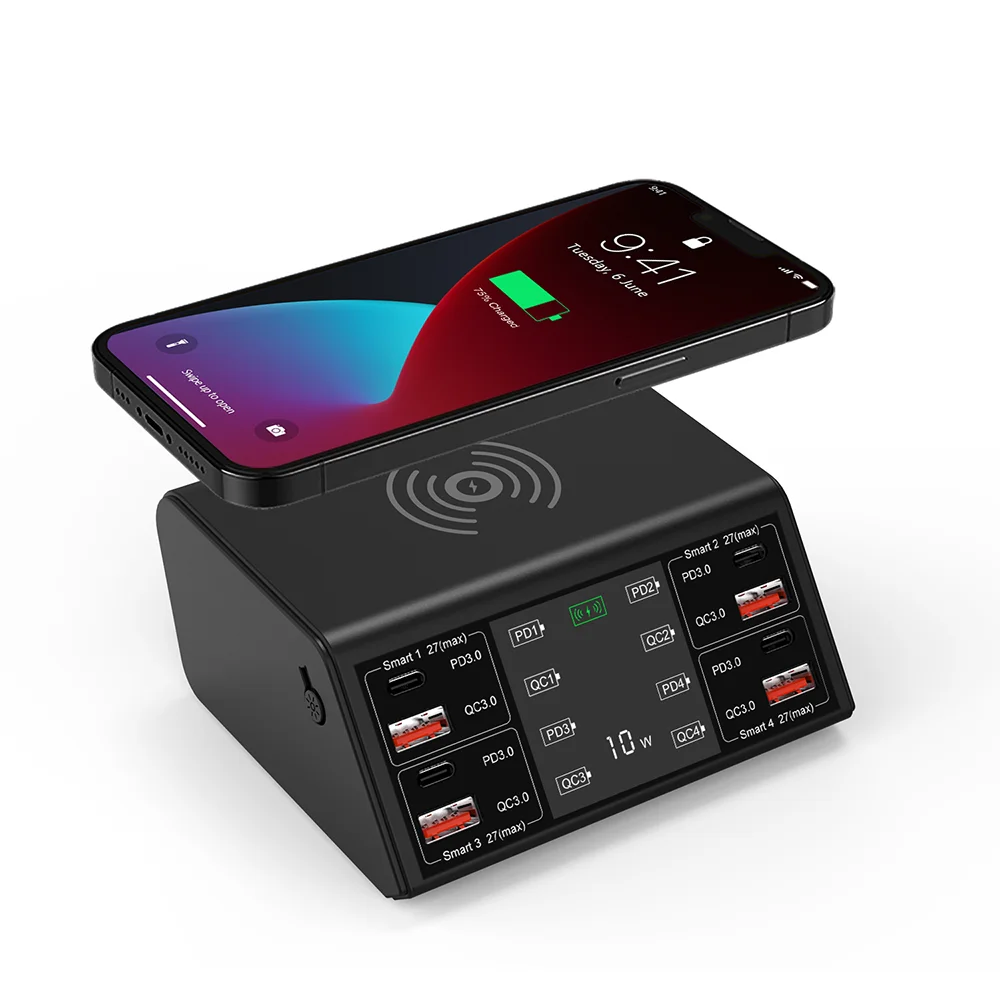 

100W Fast Charging Station PD 27W QC 3.0 Multi USB C Wireless Charger For iPhone 13 12 X Samsung Xiaomi HUAWEi Quick Charge Dock