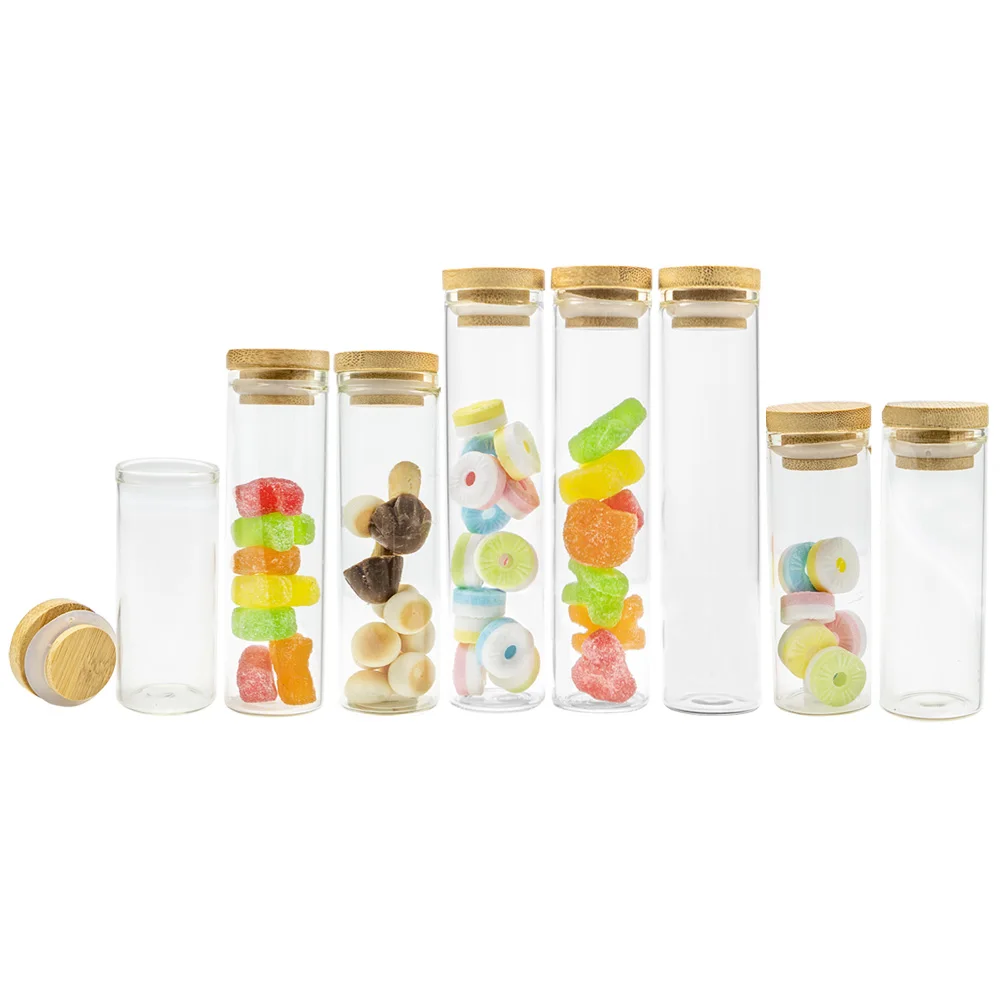 

20Pcs Glass Test Tube With Bamboo Cap Reusable Eco-Friendly Gifts Empty Jars Customized Food Grade Clear Hyaline Vials