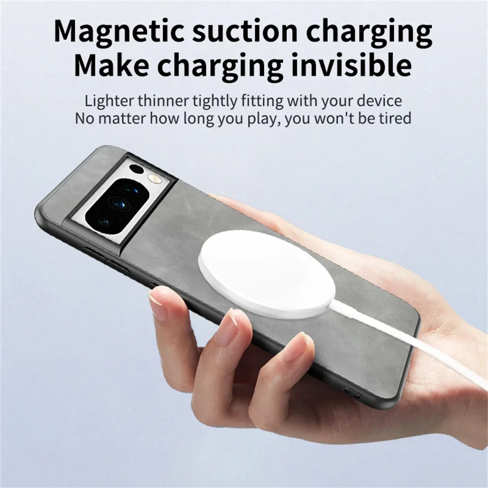 Luxury Magnetic Ring Bracket Case For Google Pixel 9 8 7 6 Pro 8A 7A 6A Leather Wireless Charge Magsafe Cover For Pixel 9 XL