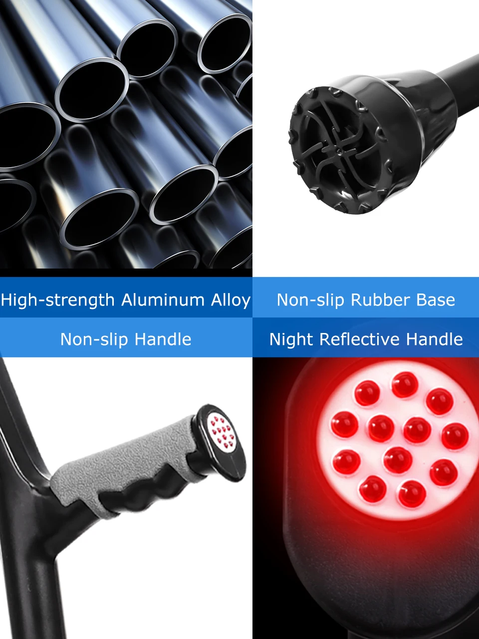 زوج عكازات الساعد من Lefeke قابلة للطي خفيفة الوزن وقابلة للتعديل مع مقابض مطاطية وقبضة مريحة ومقاومة للاهتراء #5