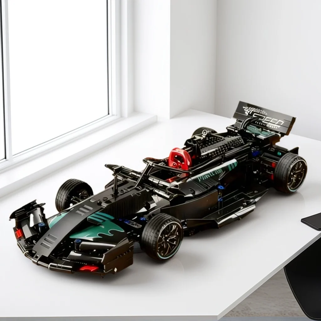 

Набор для сборки гоночной трассы MOC Black Track, коллекционный подарок для любителей автомобильных и мотогонок.