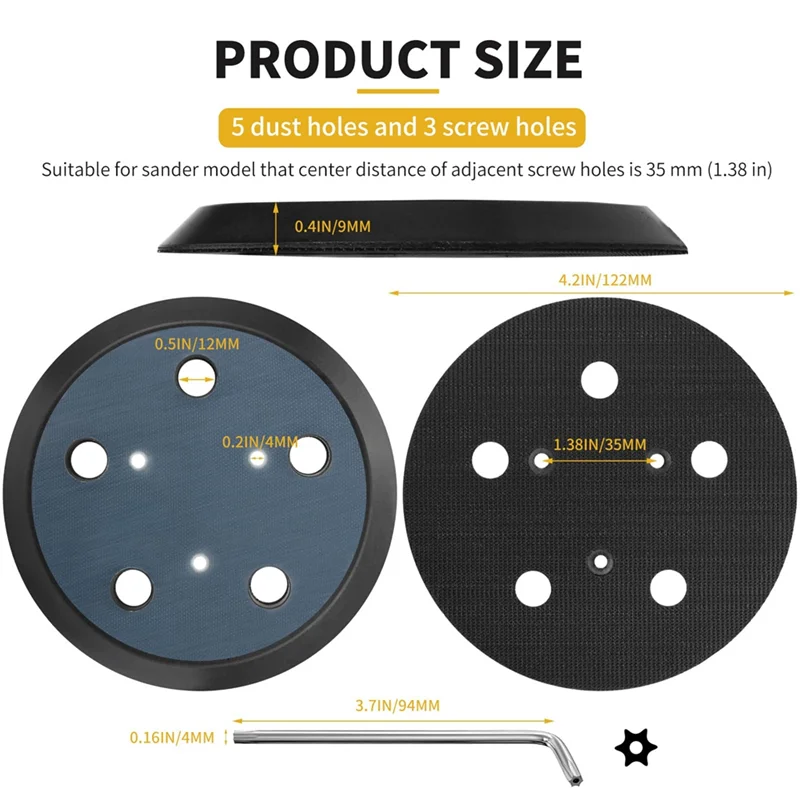 A83Z PorterCable Track Sander Pads,2Pc 5inch 5 Hole Replacement Track Parts for PorterCable 33 333VS Random Track Sander Hook