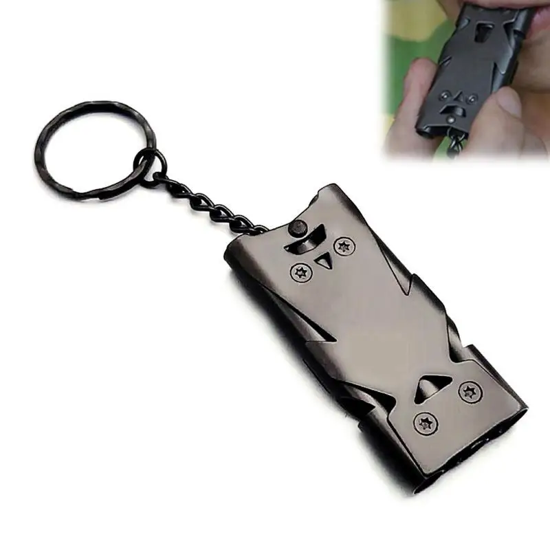 Portable Triple Pipe 180 Decibel Whistle Dual-tube Survival 150 Db Whistle Stainless Steel Safety Whistle Keychain Multi Tool