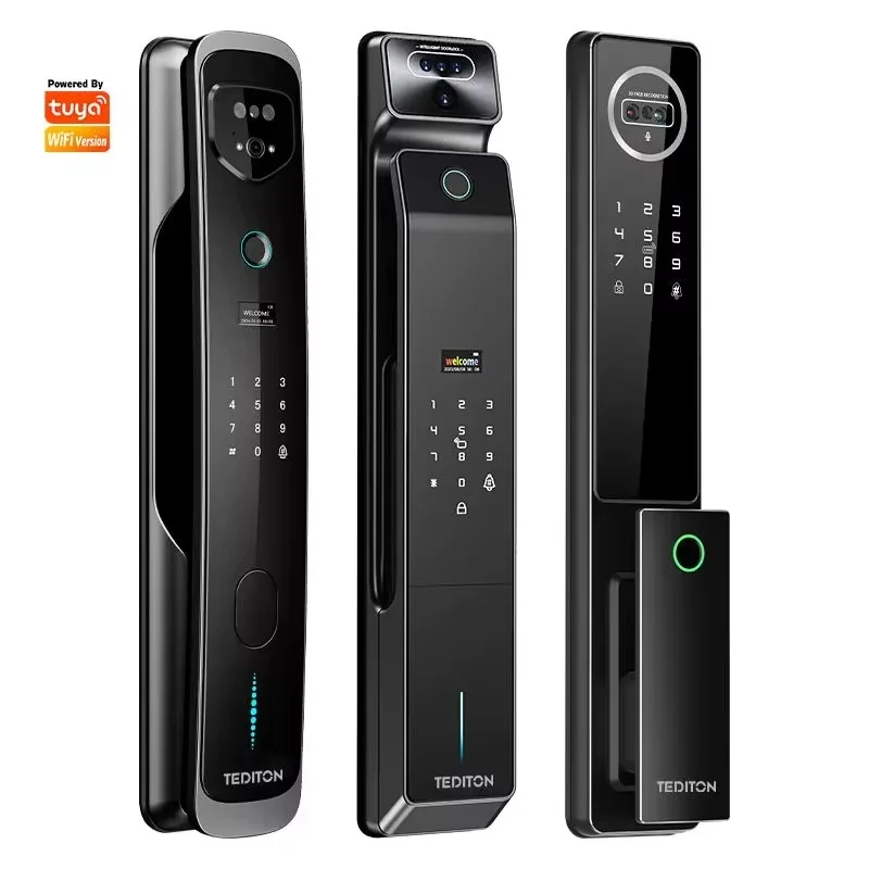 Video Intercom Exterior Security System Front Entry Doors Intelligent Fingerprint Face Id Smart Lock With Camera
