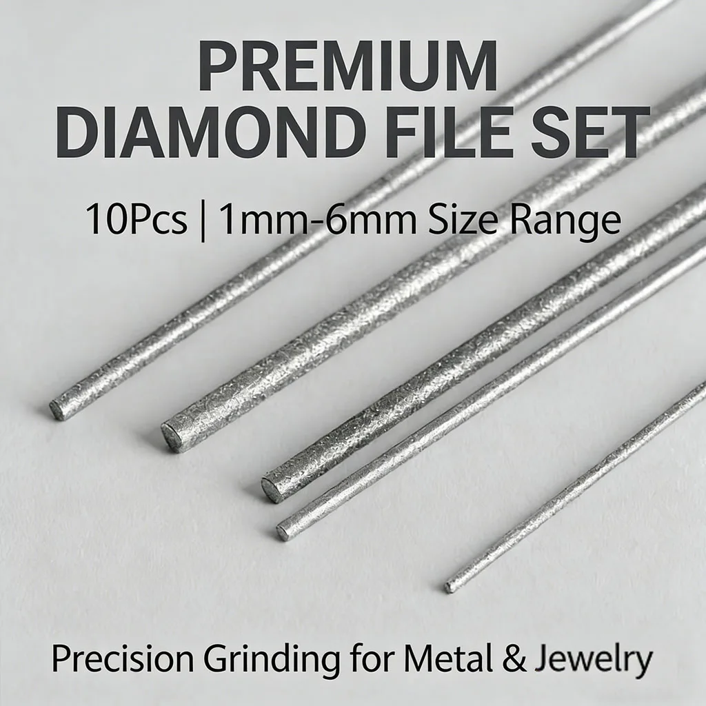 Single Diamond Cylindrical Round File, 1 of 10 Sizes 1mm-6mm, Precision Grinding Tool for Metal Jewelry Stone