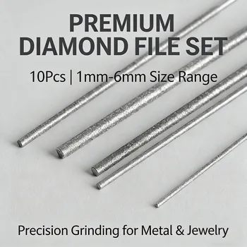 Single Diamond Cylindrical Round File, 1 of 10 Sizes 1mm-6mm, Precision Grinding Tool for Metal Jewelry Stone