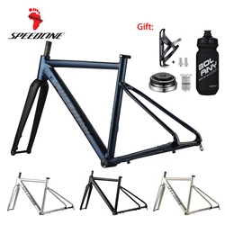 SPEEDONE Road Bike Frame Carbon Fiber Front Fork Aluminum Alloy 700x40C Flat Mount Disc Brake Thru Axle Gravel Bike Frame