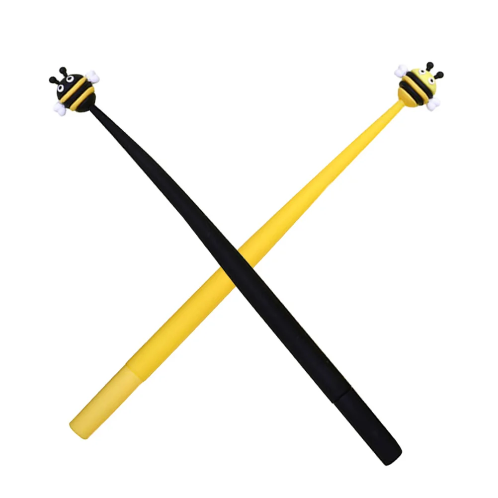 2 pçs canetas neutras em forma de abelha gel caneta 0.5mm ponta fina silicone escrita caneta para estudantes escritório escola papelaria substituição em massa