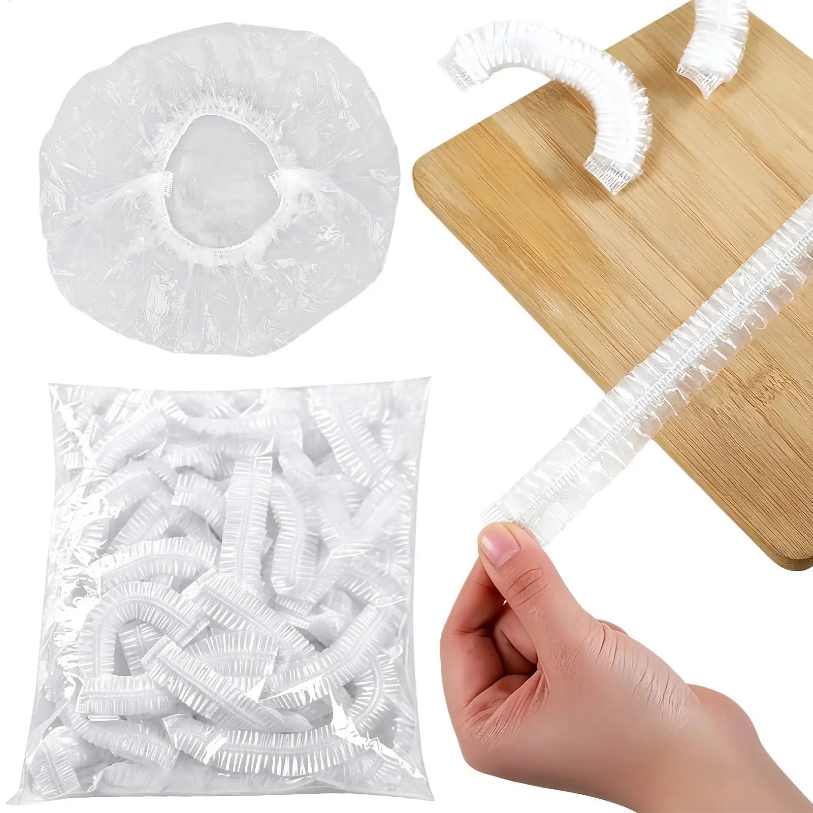 100Pcs Elastic Bowl Covers, PE Flexible Fresh Keeping Food Cover for Leftovers, Fruits, Vegetables & Sourdough Bread Baking